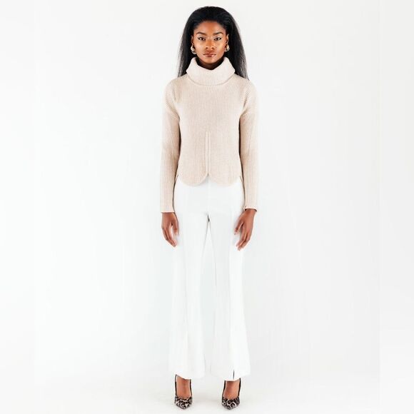 Chloé Kristyn Café Au Lait Anna Scallop Sweater, NWT, Size L - Picture 15 of 15